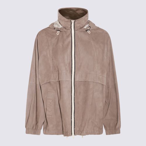 Beige Leather Jacket - Brunello Cucinelli - Modalova