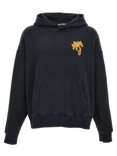 Burning Palm Oversized Hoodie With Hood - Palm Angels - Modalova