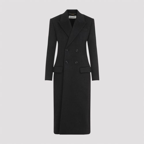 Slate Wool And Cashmere Coat - Saint Laurent - Modalova