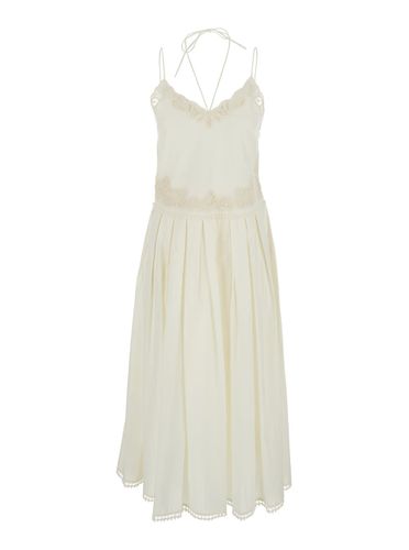 Dress With V Neck And All-over Lace Embroidery In Cotton Woman - TwinSet - Modalova