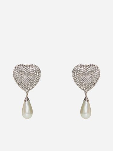 Heart Crystals And Pearl Earrings - Alessandra Rich - Modalova
