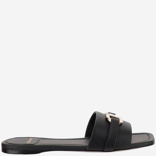 Leather Flat Sandals With Logo - Ferragamo - Modalova