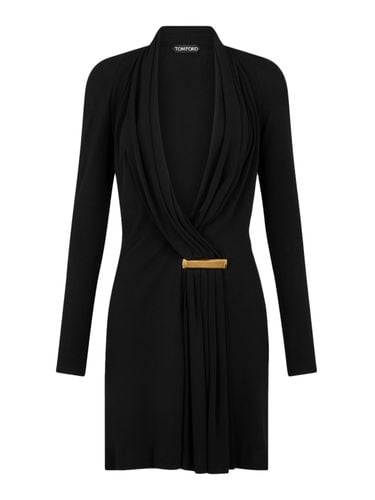 V-neck Long Sleeve Cocktail Dress With Bar Detail - Tom Ford - Modalova