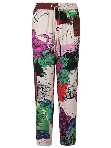 Elastic Drawstring Waist Printed Trousers - Iceberg - Modalova