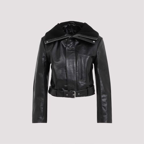 Cropped Leather Biker Jacket - Victoria Beckham - Modalova