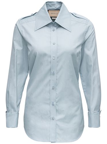 Light Blue Cotton Poplin Shirt - Gucci - Modalova