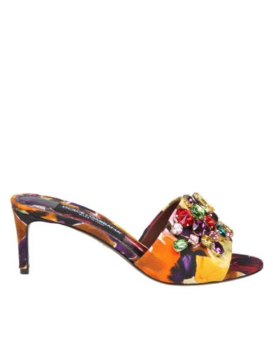 Slippers In Brocade Fabric With Colored Stones - Dolce & Gabbana - Modalova