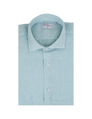 Nick Shirt In Aqua Green Linen - Fedeli - Modalova