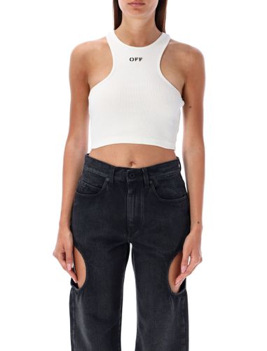 Off-White Ribbed Crop Top - Off-White - Modalova