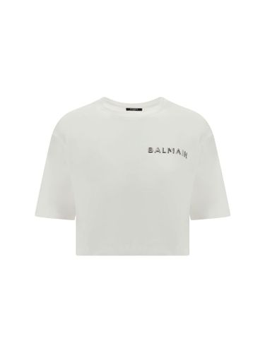 Cropped T-shirt With Metallic Logo - Balmain - Modalova