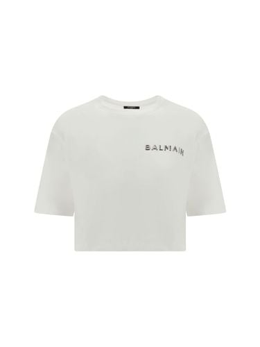 Cropped T-shirt With Metallic Logo - Balmain - Modalova