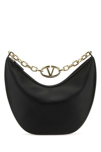 Black Leather Medium Hobo Vlogo Moon Shoulder Bag - Valentino Garavani - Modalova