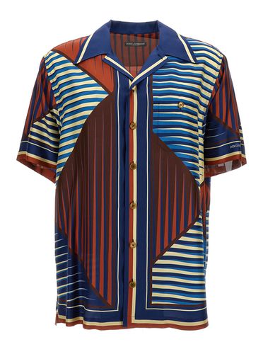 Multicolor Geometric Print Shirt In Silk Man - Dolce & Gabbana - Modalova