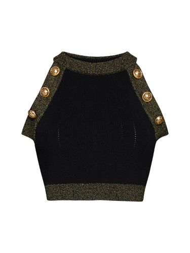 Knitted Crop Top With Buttons - Balmain - Modalova