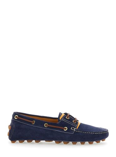 Gommino Loafers With Woven Tie In Suede Woman - Tod's - Modalova