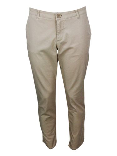 Stretch Cotton Trousers With Welt Pockets And Zip And Button Closure - Armani Collezioni - Modalova