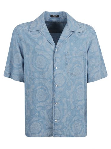 Versace Denim Floral Print Shirt - Versace - Modalova