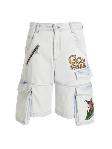 Bleached Embroidered Ultracargo Bermuda Shorts - GCDS - Modalova