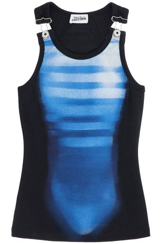 Sleeveless Blue Cotton Striped Top Le Male With Wide Neckline - Jean Paul Gaultier - Modalova