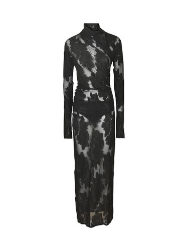 Lace Paneled Long-sleeved Dress - Amazuìn - Modalova