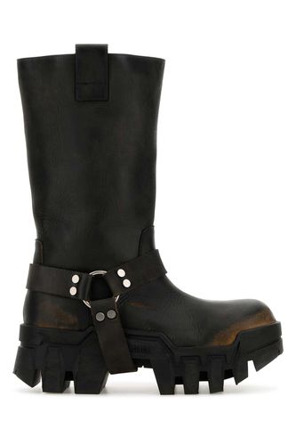 Black Leather Bulldozer Harness Ankle Boots - Balenciaga - Modalova