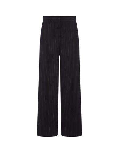 Pinstripe Wide Leg Trousers - MSGM - Modalova