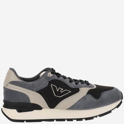 Mesh And Suede Sneakers With Logo - Emporio Armani - Modalova