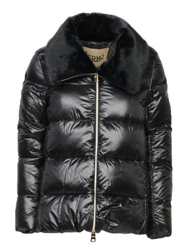 Quilted Down Jacket With Faux Fur - Herno - Modalova