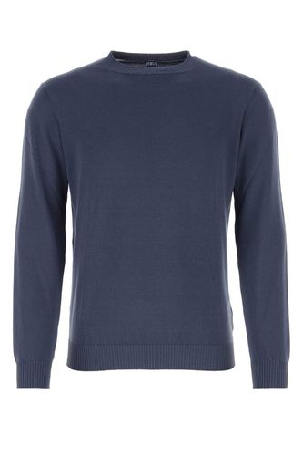 Air Force Blue Cotton Sweater - Fedeli - Modalova