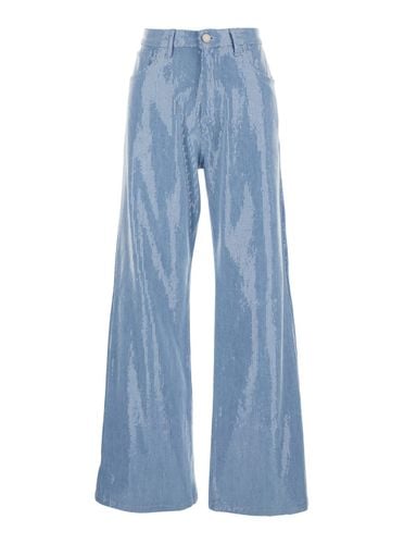 Light Blue Five-pocket Jeans With All-over Sequins In Fabric Woman - Federica Tosi - Modalova