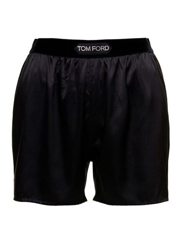 Loose Pants With Logo Patch In Stretch Silk Woman - Tom Ford - Modalova