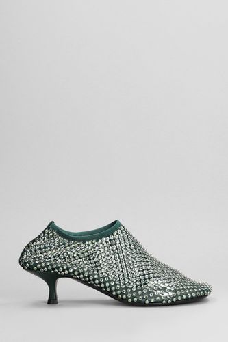 Minette Crystal Low Heels Ankle Boots In Green Nylon - Christopher Esber - Modalova