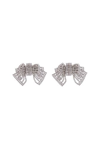 Bow Crystal Silver Hypoallergenic Earrings - Alessandra Rich - Modalova