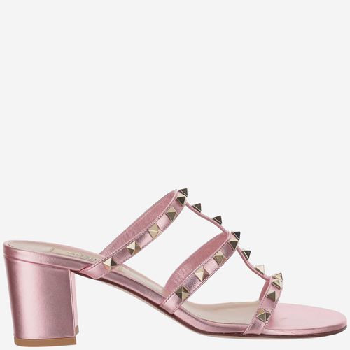 Mm Laminated Nappa Leather Rockstud Slide Sandal - Valentino Garavani - Modalova