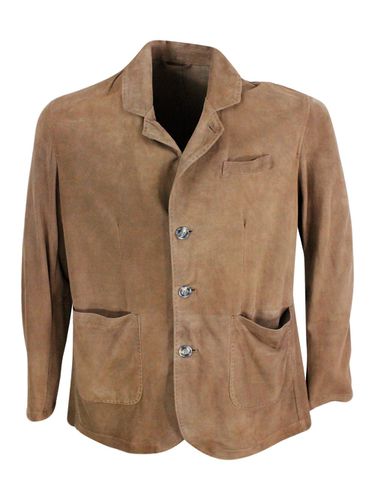 Jacket In Soft And Fine Single-breasted Suede With 3-button Placket And Patch Pockets - Barba Napoli - Modalova