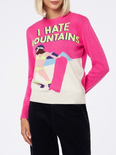 Woman Crewneck Fluo Sweater With I Hate Mountains Postcard Jacquard - MC2 Saint Barth - Modalova