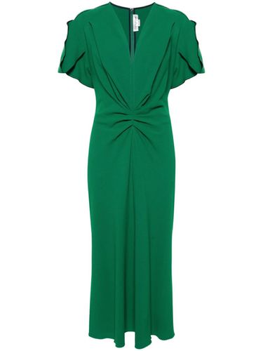 Gathered V Neck Midi Dress - Victoria Beckham - Modalova