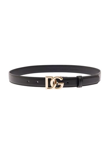Thin Belt With Golden Dg Buckle In Leather Woman - Dolce & Gabbana - Modalova