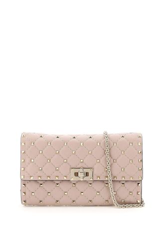 Antiqued Pink Nappa Leather Rockstud Spike Clutch - Valentino Garavani - Modalova