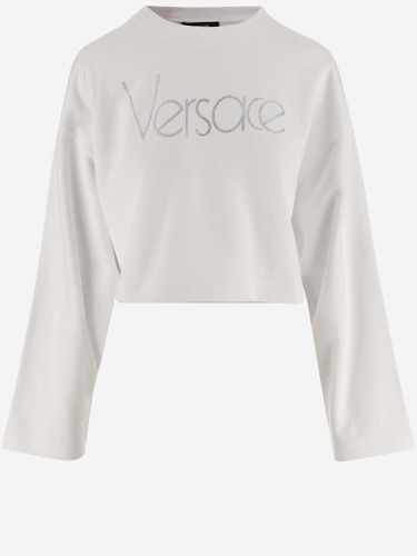 Re-edition Crop Sweatshirt With Logo - Versace - Modalova