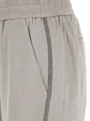 Pants With Monil Detail On The Side In Silk And Cotton Woman - Brunello Cucinelli - Modalova