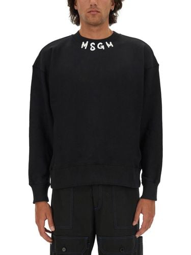 MSGM Sweatshirt With Brushed Logo - MSGM - Modalova