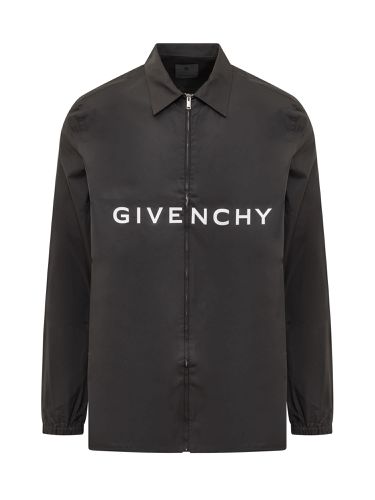 Boxy Fit Long Sleeve Zip Print Shirt - Givenchy - Modalova