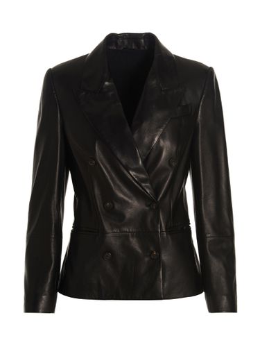 Double-breasted Leather Jacket - Brunello Cucinelli - Modalova