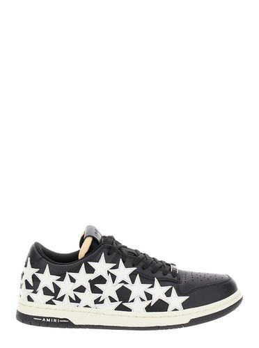 Stars Court Black And White Low Top Sneakers With Star Patches In Leather Man - AMIRI - Modalova