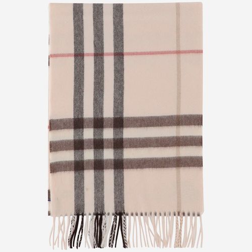 Cashmere Scarf With Check Pattern - Burberry - Modalova