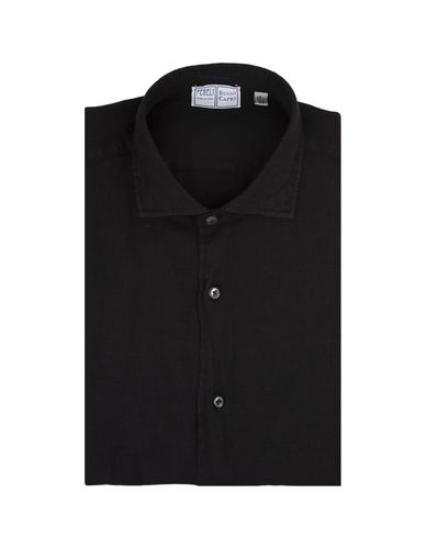 Fedeli Nick Shirt In Black Linen - Fedeli - Modalova