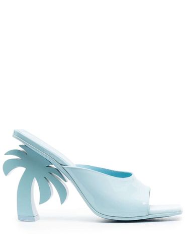 Palm Tree Blue Mules With Palm Tree-shaped Heel In Leather Woman - Palm Angels - Modalova