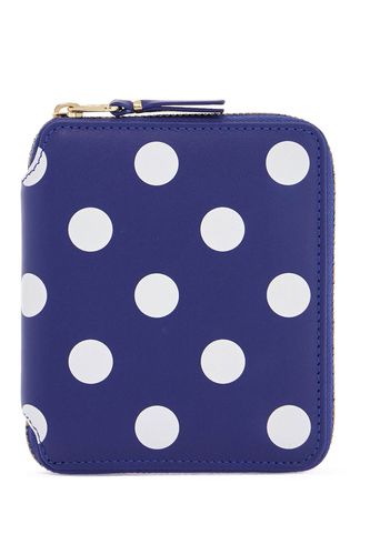 Blue Leather Wallet With Polka Dots And Zip - Comme des Garçons Wallet - Modalova