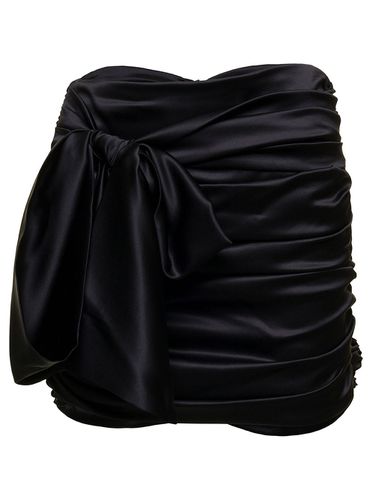 Short Draped Skirt With Bow Detail In Stretch Silk Woman - Dolce & Gabbana - Modalova